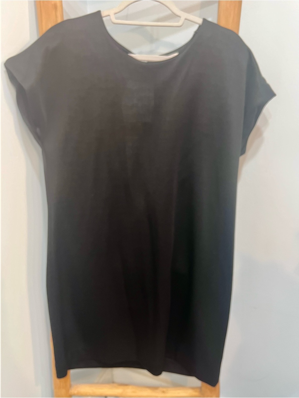 Zara Black Mini Dress Open Back Short Sleeve LBD size Large